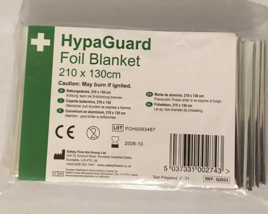 HypaGuard Foil Survival Blanket Provides Insulation Body Heat - 210cm x 130cm