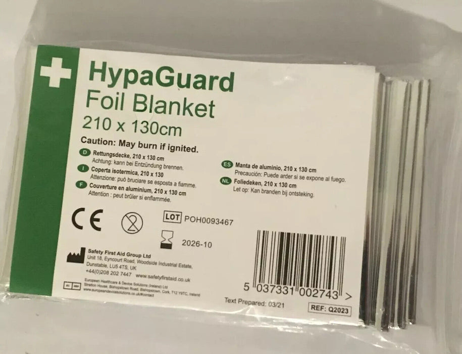 HypaGuard Foil Survival Blanket Provides Insulation Body Heat - 210cm x 130cm