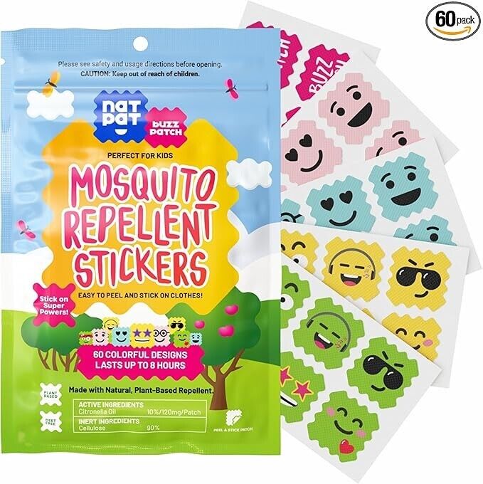 NATPAT Buzz Patch Mosquito Patch Stickers for Kids 60 Pack - The Original All