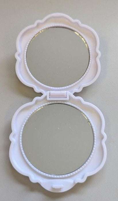 Compact Flower Double Mirror - White