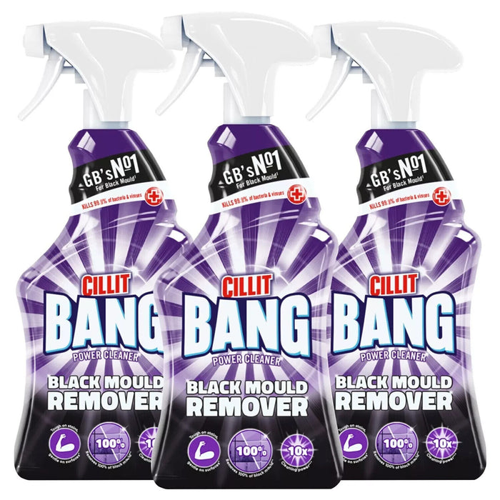 Cillit Bang Power Cleaner Black Mould Remover Spray 750ml x3