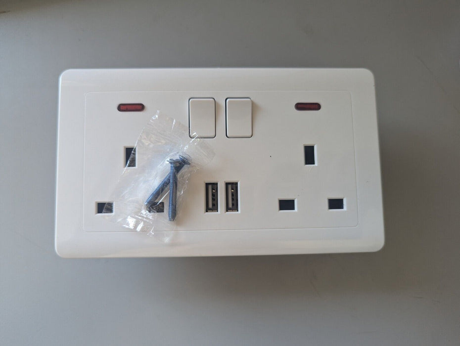 Double gang wall socket with usb charging ports