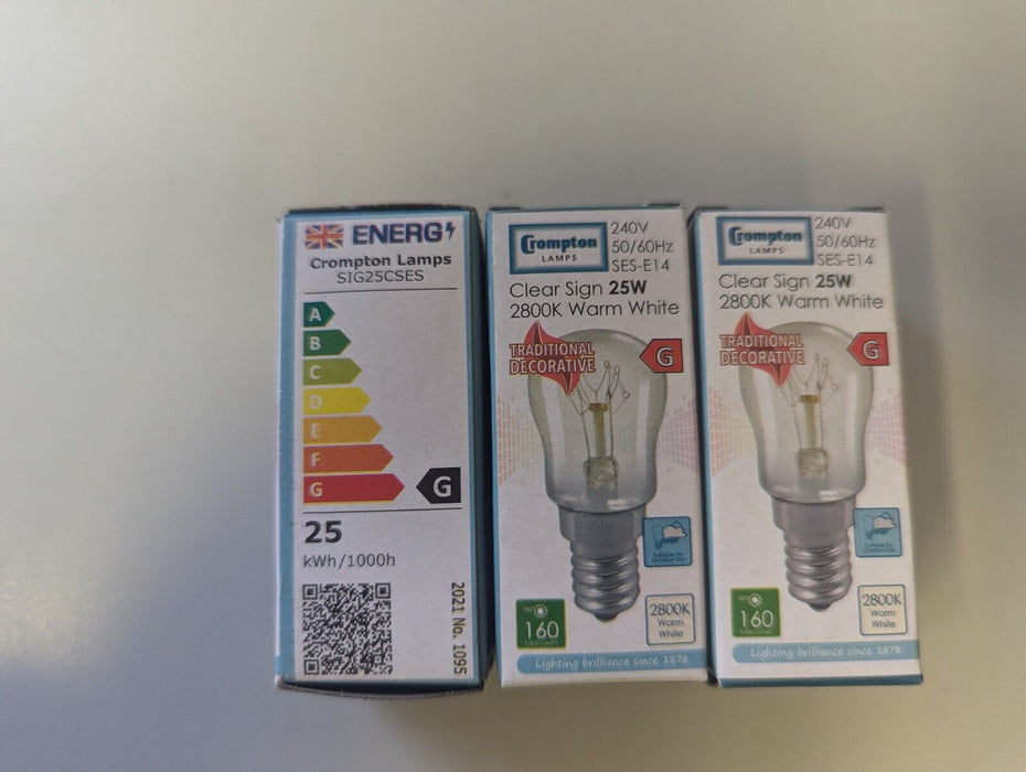 Crompton Clear Sign 25w Warm White Bulbs 2800k x3