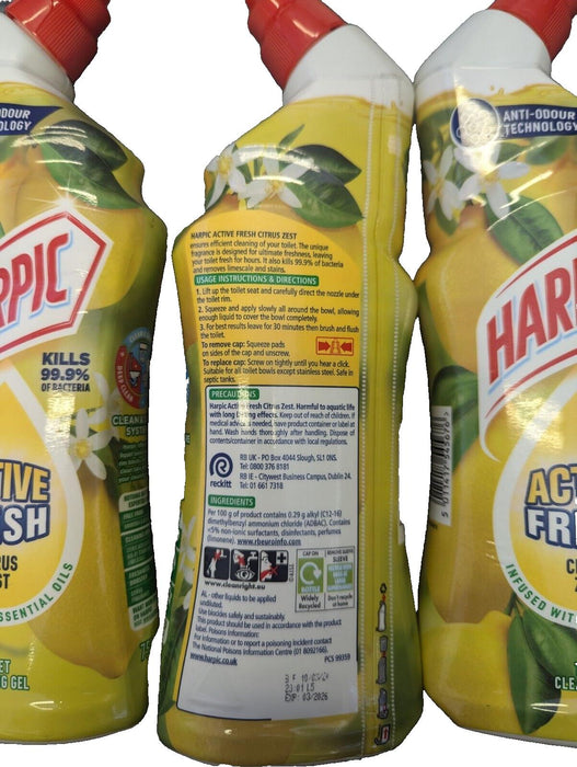 Harpic Active Fresh Citrus Zest Toilet Cleaner 750ml x4