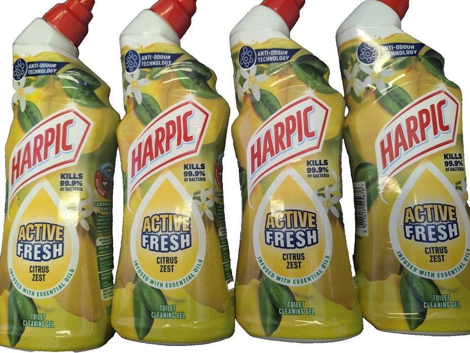 Harpic Active Fresh Citrus Zest Toilet Cleaner 750ml x4