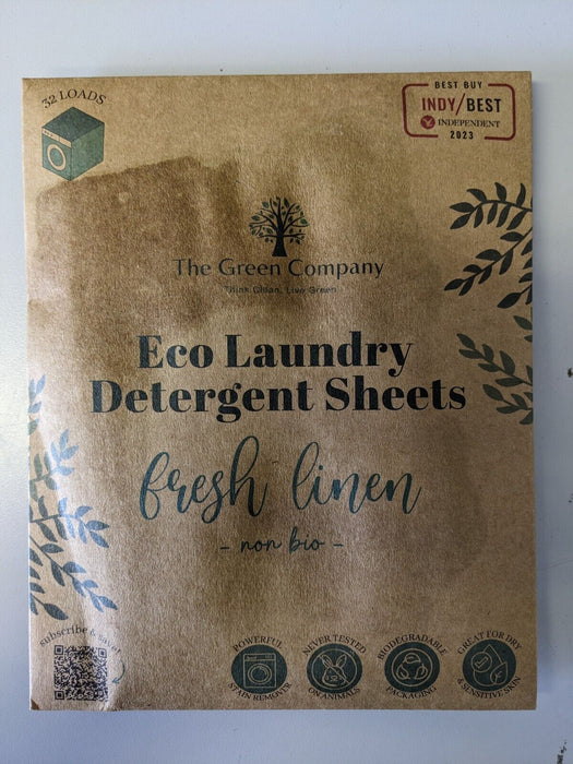 The Green Company Laundry Detergent Sheets Non Bio 32 Loads