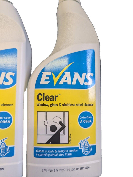 Evans Clear Window, Glass & Stainless Steel Cleaner 750ml x2