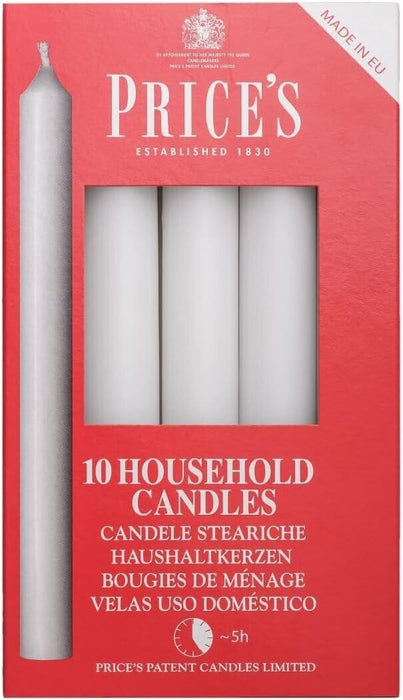 Prices Household Candles 2cm White 5 Hours Long Burning Time 10-120 Pack Cadles