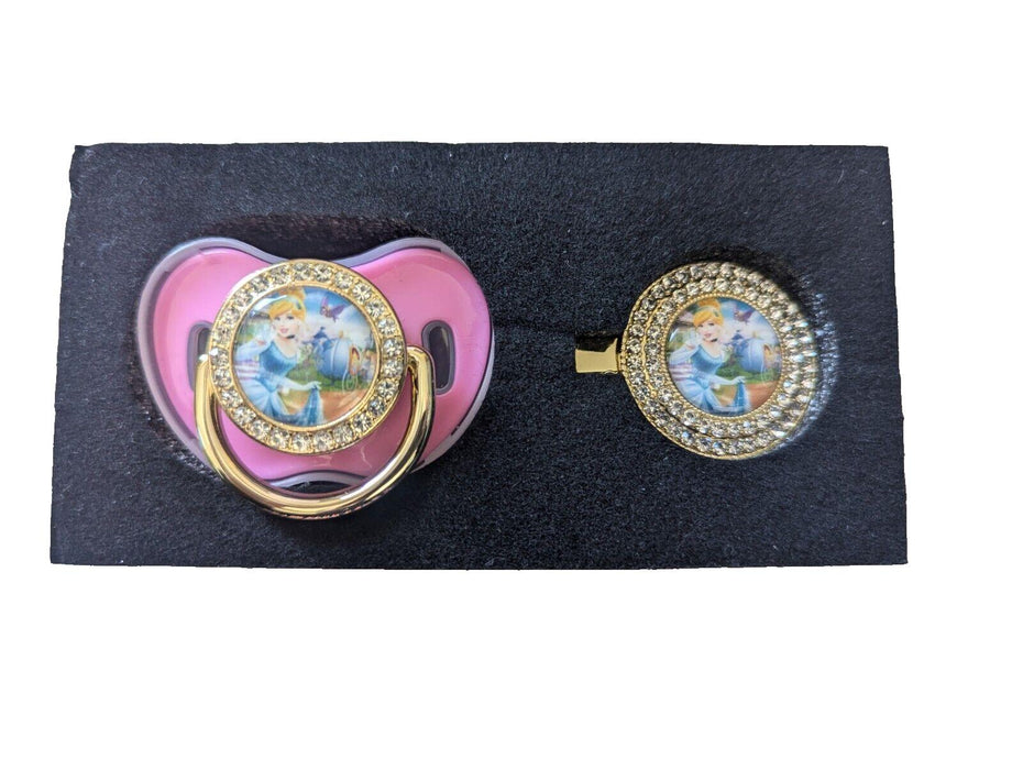 bling pacifier with clip cinderella