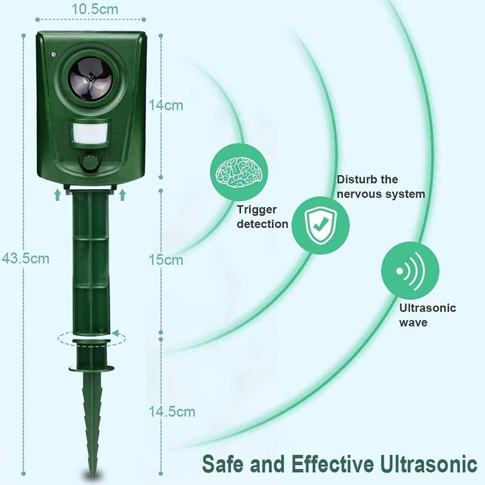 Battery Ultrasonic Animal Deterrent Repeller Garden Bird Cat Scarer Pest Fox Dog