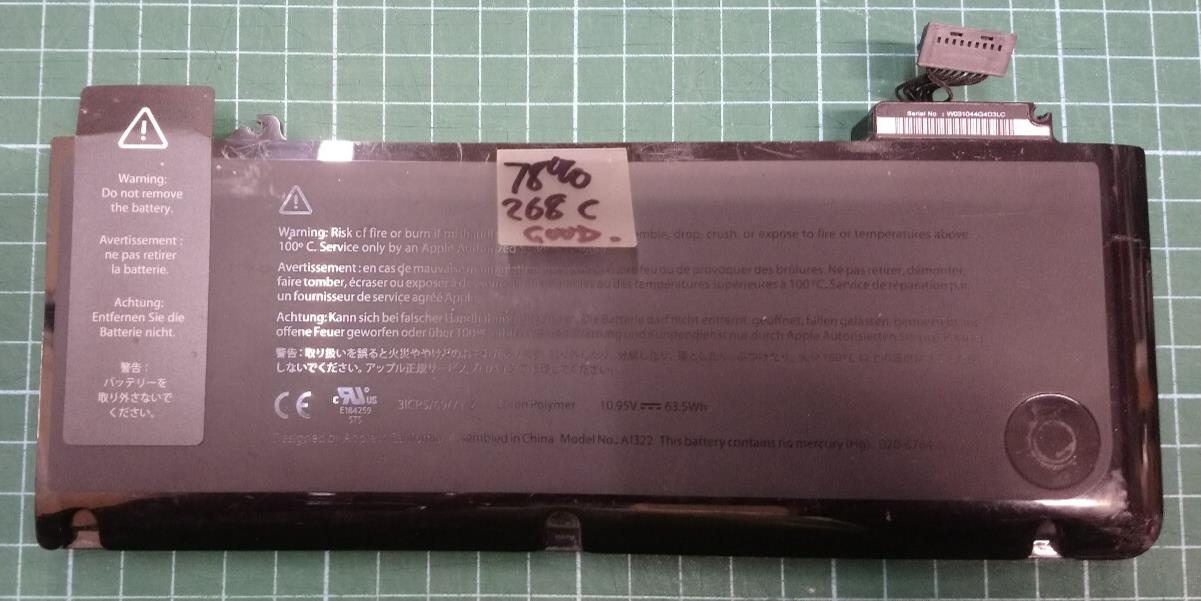 Used A1322 Battery for Apple MacBook Pro 13" A1278 2009 To 2012 63.5Wh