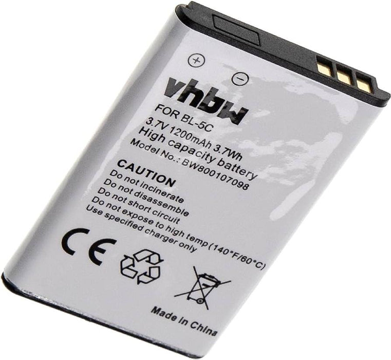 vhbw BL-5C 1000mAh Battery for F20/ C10/CF241A/CS181/G6/G3 Phone