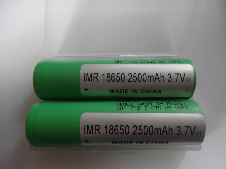 2 x Li-Ion IMR 18650 Rechargeable Battery - 3.7 V 2500 mAh Lithium cell