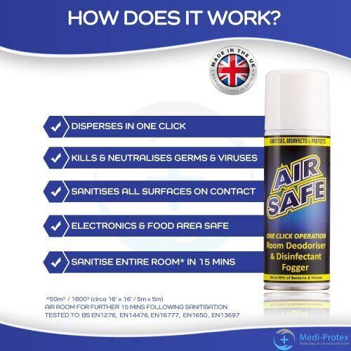 air safe room sanitising spray - kills 99.99% germs & viruses