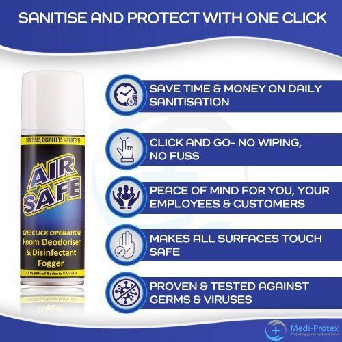 air safe room sanitising spray - kills 99.99% germs & viruses