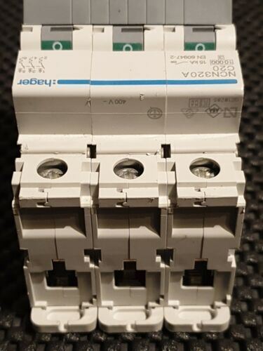 HAGER NCN320A 20 AMP, 3 POLE, TYPE C, 10KA, 30MA MCB *** NEW CONDITION ***