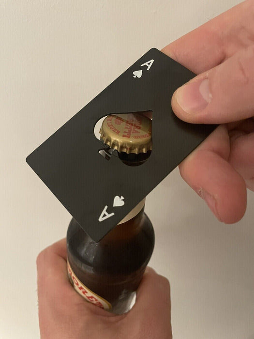 Black Stainless Steel Ace of Spades Poker Card Novelty Bottle Opener Bar Tool