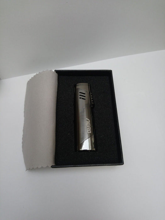 AERB Windproof Cigar Lighter 3 Jet With Cigar Punch. Satin Finish