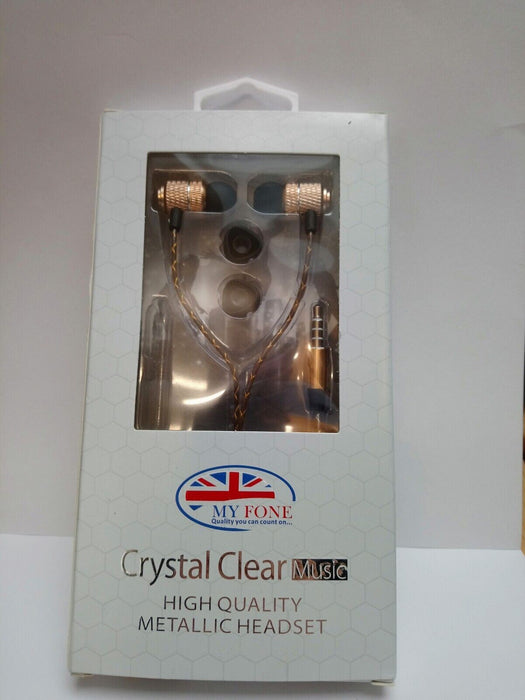 My Fone Crystal Clear Music Headset in ear headphones Rose Gold finish