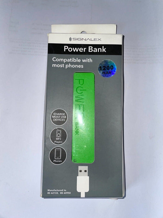 GENUINE SIGNALEX 1200 MAH POWER BANK PORTABLE RECHARGEABLE USB CHARGER GREEN