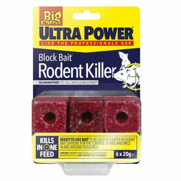 6 x 20g ULTRA POWER Block Bait Strong Strength Rodent Rat Mouse Poison Killer