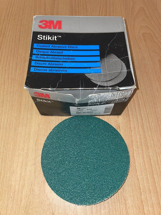 BOX Of 50 3M Coated Abrasive Discs 210 Stikit Disc 150mm Dia P40 Grit - 01049