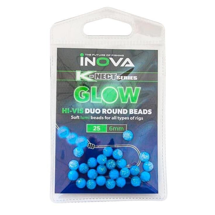 Inova Hi-Vis Duo Round Glow Beads / Sea Fishing Tackle 6mm x 25