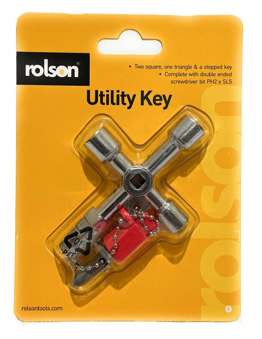 4 Way Utility Key Gas Plumbing Radiator Quality Universal Key By Rolson 35976