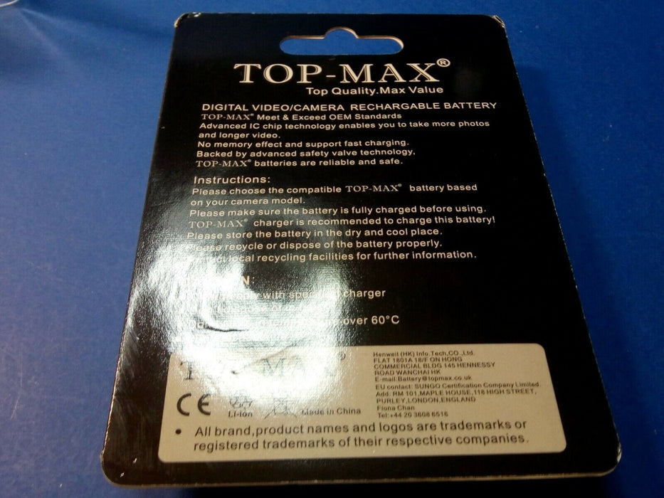 Top-Max NP-FW50 1230 mAh Battery For Sony SLT A Series SLT-A33 RX10 NEX-7 NEX-6