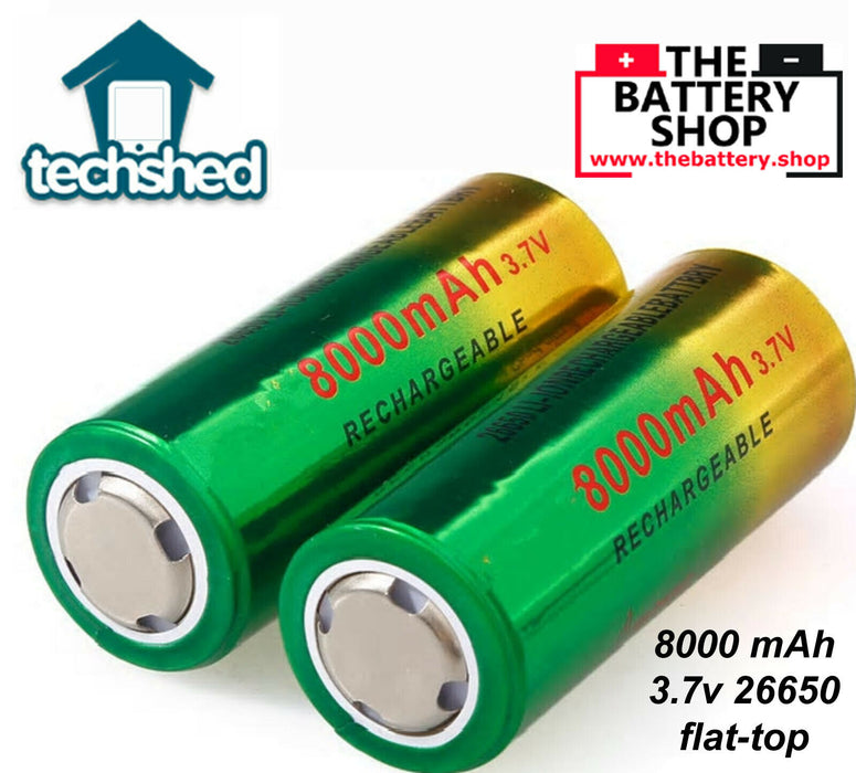 2 x  3.7 V 26650 Battery 8000mAh Li-ion Rechargeable Battery For LED Flashlight