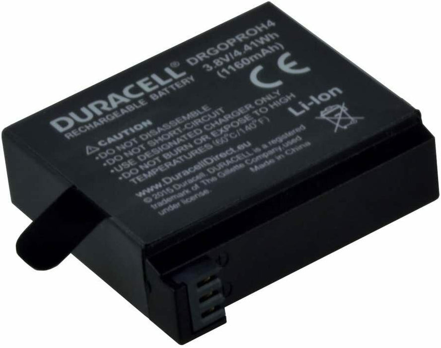 Duracell DRGOPROH4-X2 Battery for GoPro Hero 4 AHDBT-401, 2 Pieces, Black