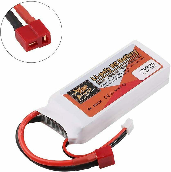 ZOP Power 2200mAh 7.4V 35C 2S LiPo Battery T Plug Deans Connector