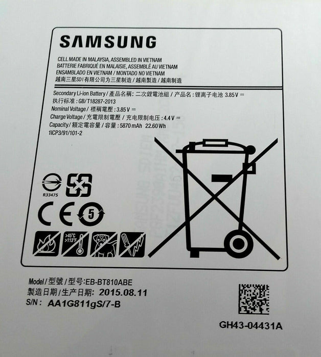 Genuine SAMSUNG Li-ion Battery EB-BT810ABE