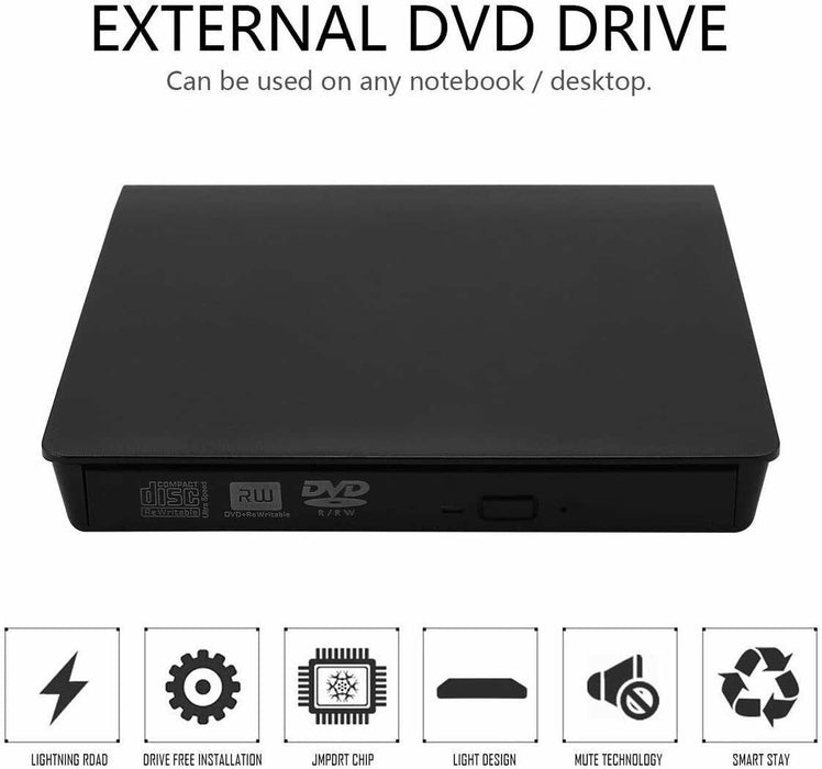 Super Slim USB 3.0 POP-UP Mobile External DVD-RW ODD Drive for Laptop/PC - Black