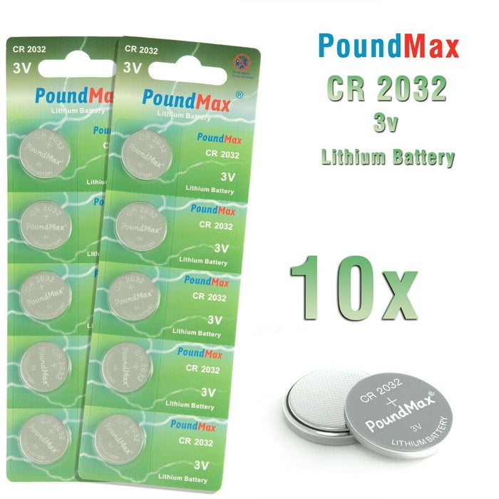 10 X Super CR2032,DL2032,BR2032,KL2032, 3 VOLT PoundMax LITHIUM BATTERIES