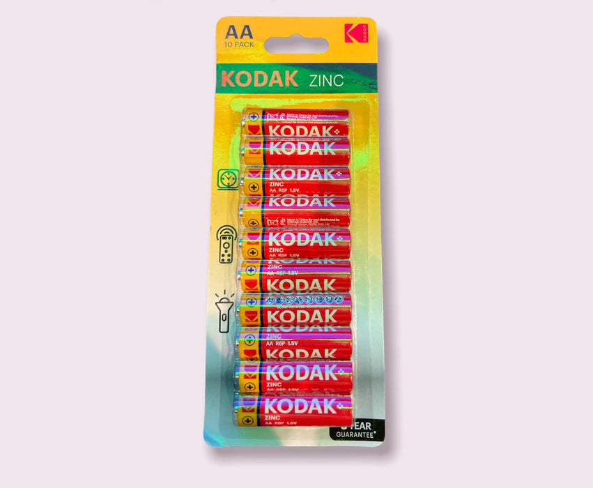 AA KODAK 10 PACK GENUINE INDUSTRIAL CARBON ZINC BATTERIES LONG EXPIRY 2031