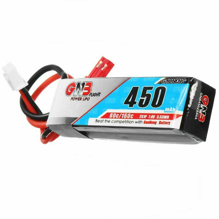 Gaoneng GNB 7.4V 450mAh 2S 80C/160C Lipo Battery JST Plug for RC Car