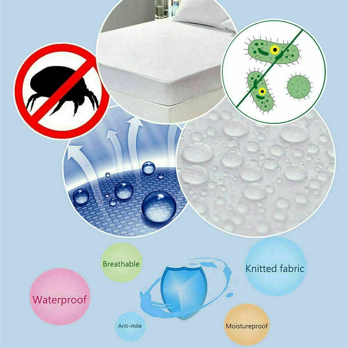 SINGLE Anti Dust Mite Mattress Protector Cover Breathable Fitted Bed Sheet