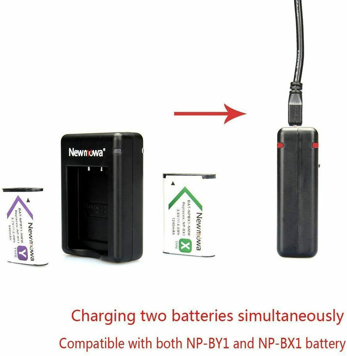 Newmowa Rapid Dual Charger for Sony NP-BX1/M8,NP-BY1 and Sony DSC-RX100