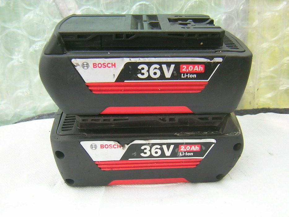 2 x Bosch 36v  batteries rotak mower and other garden tools 2,0ah