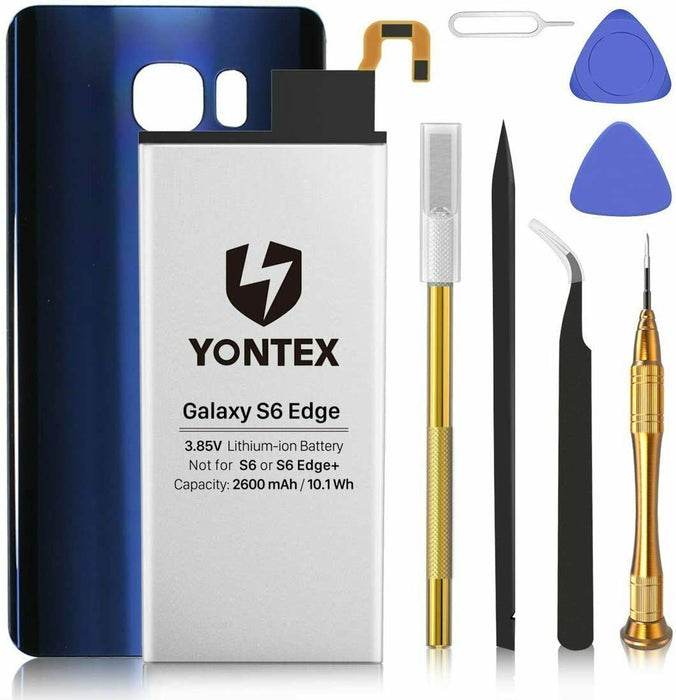 YONTEX Galaxy S6 Edge Battery (Blue) with Back Glass Replacement