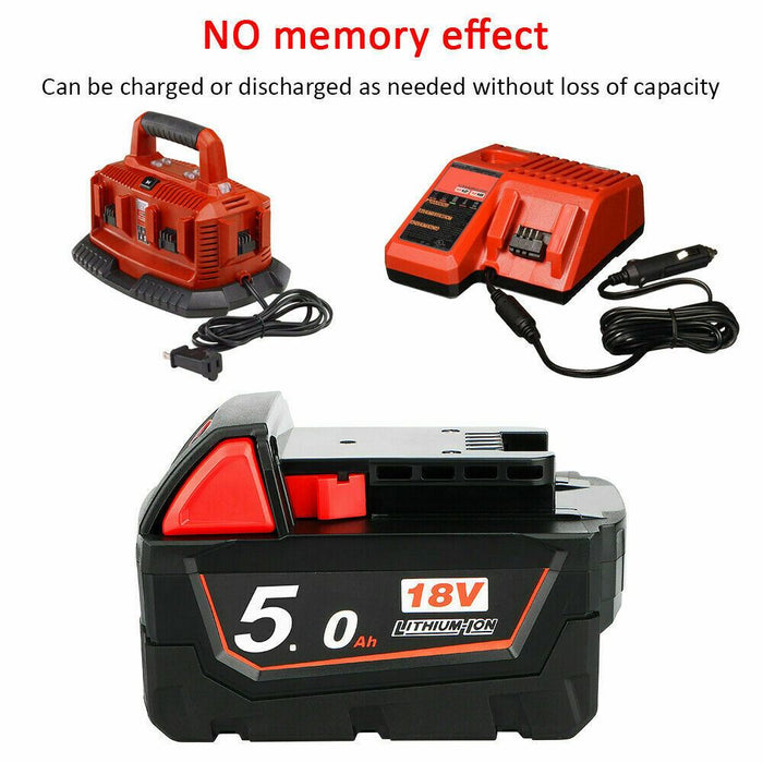 18V 5.0Ah Lithium-Ion Battery Fit For Milwaukee M18 M18 B5 48-11-1860 Tools