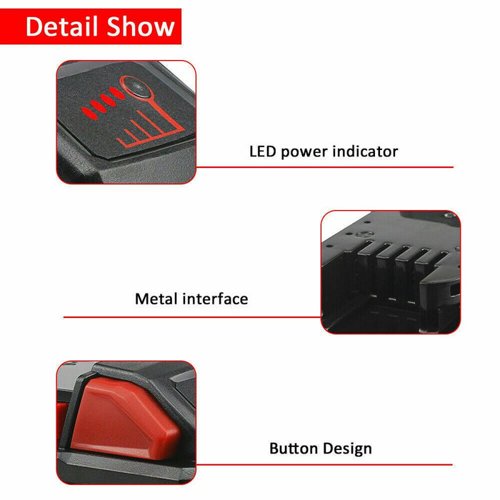 18V 5.0Ah Lithium-Ion Battery Fit For Milwaukee M18 M18 B5 48-11-1860 Tools