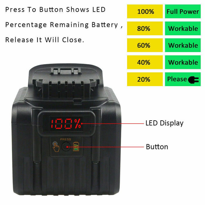 18V  9.0Ah Li-ion Battery for Dewalt XR DCB180 DCB182 DCB184 DCB200