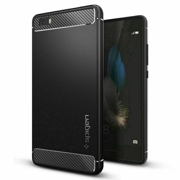 Huawei P Smart Case, Spigen Rugged Armor Shockproof Protective Cover - Black