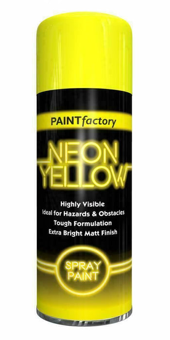 Yellow Neon Spray Paint Aerosol Primer Gloss Metallic Chalk Glitter Wood x2