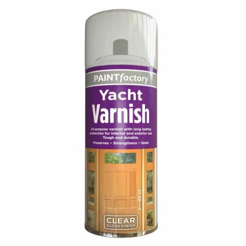 Clear Yacht Varnish Spray All Purpose Interior Exterior 400ML- Paint Factory 2 x