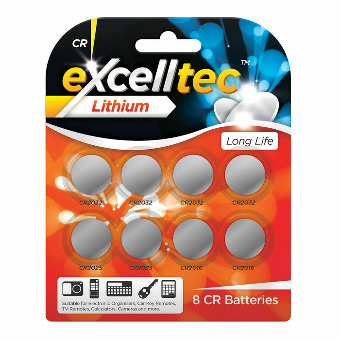8 Lithium Button Coin Cell Batteries 3Volt CR2032 CR2025 CR2016 Car Key Remotes