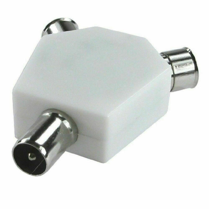 2 Way TV Splitter Aerial Coax Coaxial - Y Adaptor Ariel Dual Converter Cable