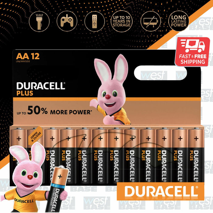 12x DURACELL AA Plus Power Alkaline Batteries DURALOCK LR6 MN1500 Longest Expiry